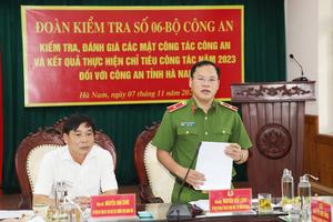 Thứ trưởng Nguyễn Văn Long kiểm tra công tác tại Công an tỉnh Hà Nam