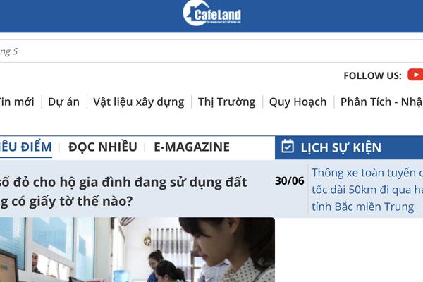 Xử phạt Trang thông tin điện tử tổng hợp cafeland.vn 