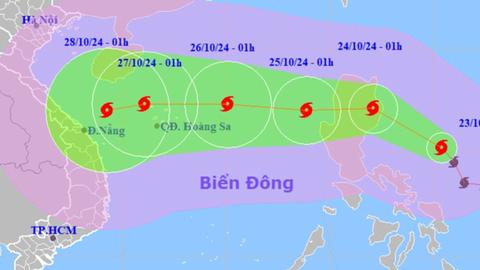  Bão Trami đang di chuyển rất nhanh, hướng vào Trung Bộ