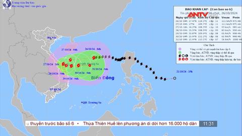 Bão Trà Mi tăng lên cấp 11, đang tiến vào vùng biển nước ta