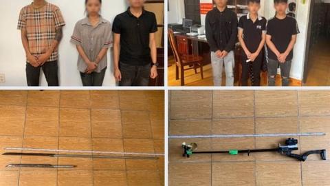 Tạm giữ 6 thanh thiếu niên dùng súng ná, dao tự chế hỗn chiến