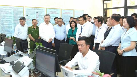 Tổng Bí thư Tô Lâm kiểm tra vận hành chính quyền địa phương hai cấp tại Hà Nội