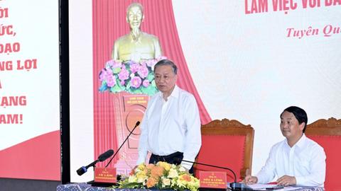 Tổng Bí thư Tô Lâm làm việc với Ban Thường vụ Tỉnh ủy Tuyên Quang