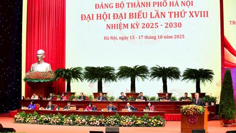 Khai mạc trọng thể Đại hội đại biểu Đảng bộ thành phố Hà Nội lần thứ XVIII, nhiệm kỳ 2025-2030