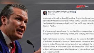 Mỹ tiếp tục đánh chìm tàu ma túy ở Caribe, 3 người thiệt mạng