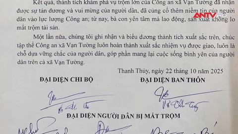 Cả thôn viết thư cảm ơn công an xã phá án 