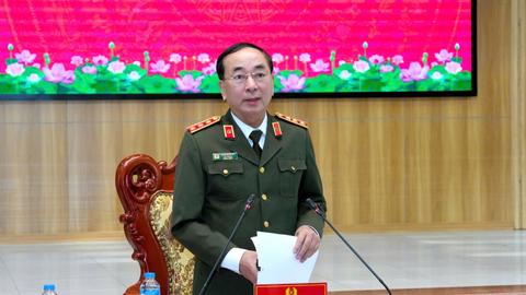 Thứ trưởng Trần Quốc Tỏ làm việc tại Công an tỉnh Nghệ An