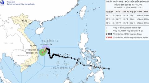 Bão số 15 suy yếu thành áp thấp nhiệt đới