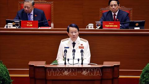 Đại tướng Lương Tam Quang tham luận tại phiên thảo luận về các Văn kiện Đại hội XIV 