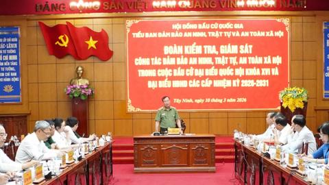 Thượng tướng Lê Tấn Tới kiểm tra công tác bảo đảm an ninh, an toàn cuộc bầu cử tại Tây Ninh