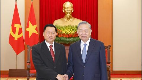 Tổng Bí thư Tô Lâm tiếp Bộ trưởng Bộ Công an Lào