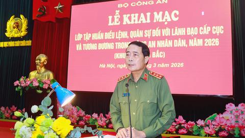 Khai mạc lớp tập huấn điều lệnh, quân sự trong Công an nhân dân 