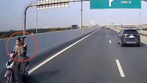 Xác minh 2 cô gái đi xe máy ngược chiều trên cao tốc Hạ Long - Hải Phòng