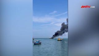 Cháy tàu chở dầu ở vùng biển xã Liên Hương