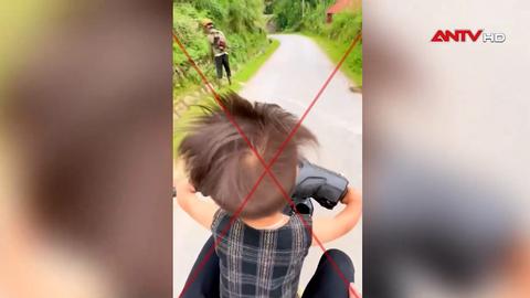 Xử lý thanh niên cho trẻ em cầm lái xe mô tô