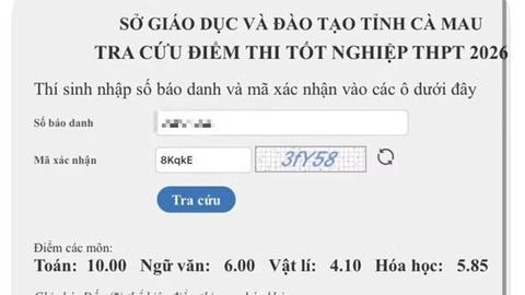 Thí sinh đạt 10 điểm Toán ở Cà Mau bị hủy kết quả thi