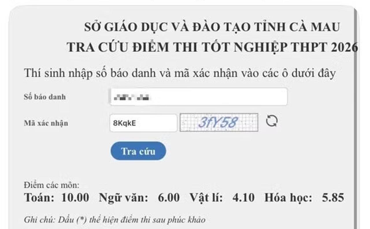 Thí sinh đạt 10 điểm Toán ở Cà Mau bị hủy kết quả thi
