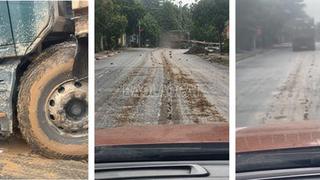 Xử lý tài xế xe đầu kéo làm rơi vãi đất ra đường